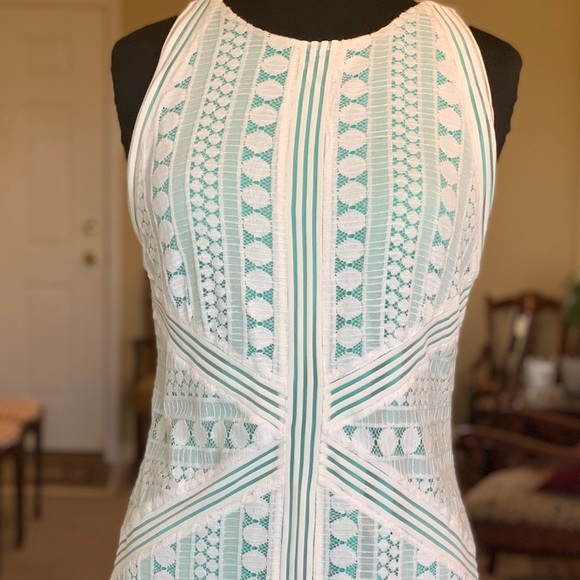 Muse Dresses & Skirts - muse sz 10 teal/cream sheath dress